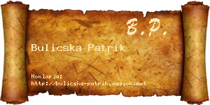 Bulicska Patrik névjegykártya